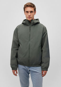 Kapusonlu Haki Ceket - Mavi фото 3