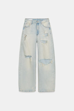 JEANS TRF BAGGY TIRO MEDIO / Azul claro - Zara фото 3