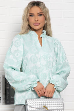 Блуза Доменика (бело-мятная) Б15017-18М