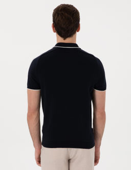 Lacivert Slim Fit D__meli Polo Yaka Triko Ti__rt
