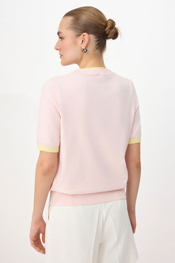 Wardrobe Essentials Pembe Renk Bloklu Bisiklet Yaka Triko Bluz TWOSS26BZ00133 - Trendyolmilla фото 4