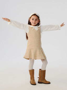 V Yaka K?z ?ocuk Elbise ve K?lotlu ?orap