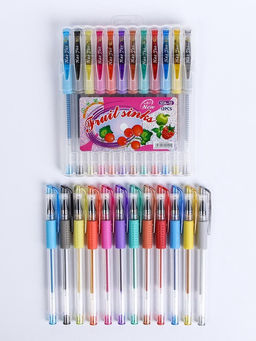 Набор гелевых ручек, 12 цветов, с блестками, с резиновым держателем, в пластиковой коробке - Simaland фото 2