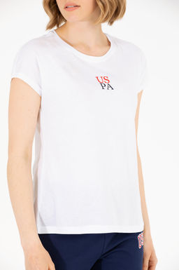 Kad_n Beyaz Bisiklet Yaka Ti__rt