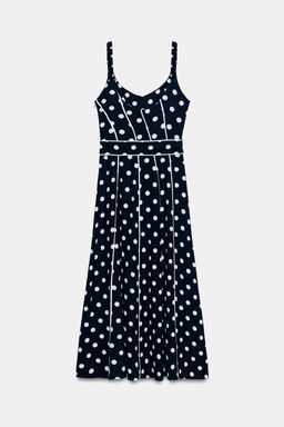 VESTIDO MIDI LUNARES CINTUR?N / Marino / Blanco - Zara фото 12