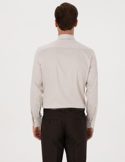Bej Slim Fit %100 Pamuk Klasik G_mlek