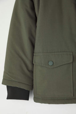 Haki Duz Kapusonlu Regular Erkek Cocuk Mont TKDAW26MO00012 - Trendyolmilla фото 10