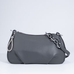 Сумка-багет на молнии, цвет серый