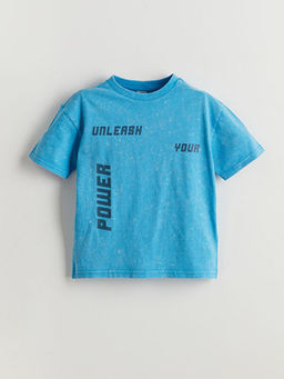 Bisiklet Yaka Bask?l? Erkek ?ocuk Ti??rt