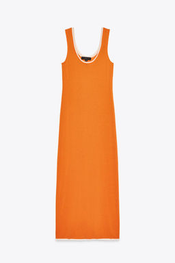 DOUBLE LAYER TRIM KNIT MAXI DRESS - Zara фото 6