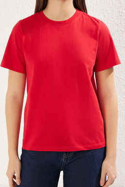 TRENDYOLMILLA Ekru %100 Pamuk Premium Basic Bisiklet Yaka Orme T-Shirt TWOSS23TS00042  фото 21