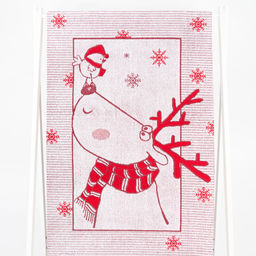 Полотенце махровое 6с102.411ж1 Олень и птичка (3-бело.кр) 67х150см