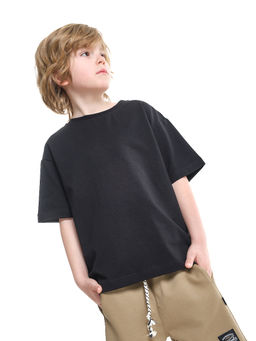 Футболка хлопок подросткам для школы 22-7626 черный - Mini maxi фото 9