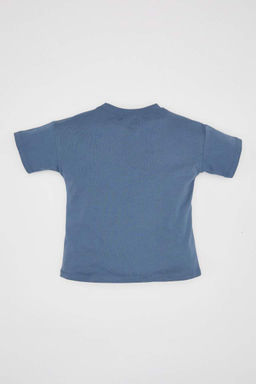 Футболка с короткими рукавами и круглым вырезом для маленьких мальчиков с принтом природы - Defacto фото 7