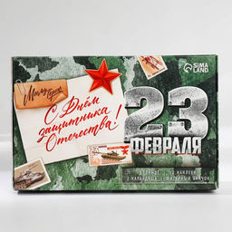 Подарочный набор 23 февраля: С днем защитника отечества блокнот А6, значок, наклейки и карандаши 2 шт. - Artfox фото 2