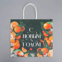 Пакет подарочный крафтовый Новогодняя суета, 25 х 22 х 12 см - Дарите счастье фото 5