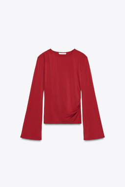 LONG SLEEVE GATHERED T-SHIRT - Zara фото 6