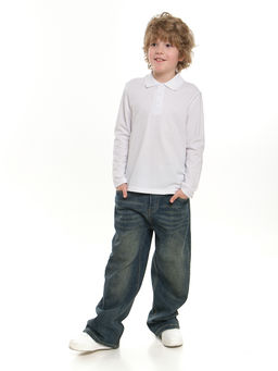 Футболка поло для мальчика в школу белый 22-1755 белый - Mini maxi фото 2