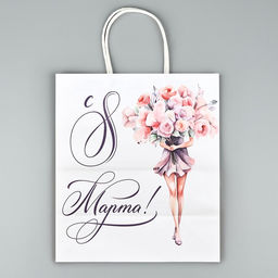 Пакет подарочный крафт 8 марта, цветы, 22 х 25 х 12 см - Дарите счастье фото 4