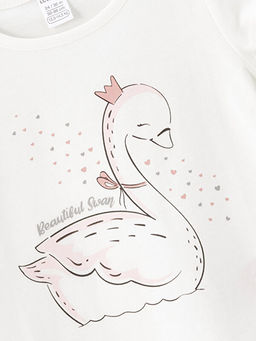 Bask?l? Bisiklet Yaka K?sa Kollu K?z Bebek Ti??rt 2li - Waikiki фото 3