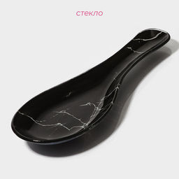 Подставка под ложку Доляна «Марбл чёрный», 23.5×8.3×1.5 см, стеклоㅤ