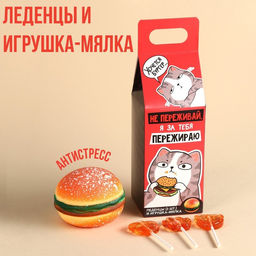 Формовые леденцы с мялкой-антистресс Не переживай, я за тебя пережираю, 24 г ( 3 шт. х 8 г).