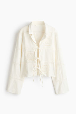Chaqueta en mezcla de lino con bordado ingl?s