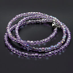 Бусы чокер Кубик хрусталь Сиреневые 3мм-38см алмазная огранка
