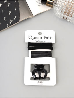 Цена за 3 шт. Набор для волос «Вивьен», 2 резинки 5.5 см, 8 невидимок 5.5 см, краб 3 см, зубья, чёрный