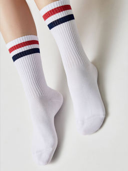 Цена за 2 пары. Носки Классические CONTE ACTIVE Хлопковые носки с яркими полосками из люрекса белый-красный - Conte elegant фото 4