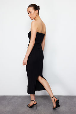 Siyah Midi Triko Premium Iplik/ Ozel Iplik Etek TWOSS24ET00042