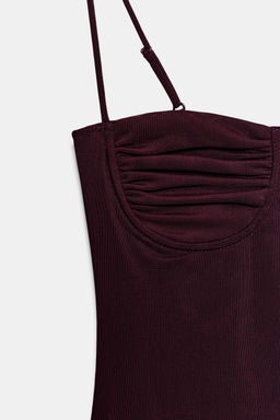 BODY TUL FRUNCES / Berenjena oscuro - Zara фото 8
