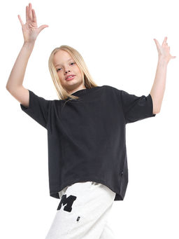 Футболка хлопок подросткам для школы 22-7625 черный - Mini maxi фото 3