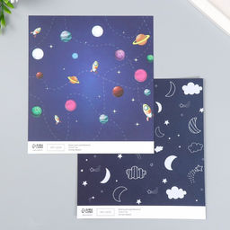 Цена за 10 шт. Двусторонняя бумага для скрапбукинга Арт Узор. Космическое небо, 180 г/м?, 15.5?17 см