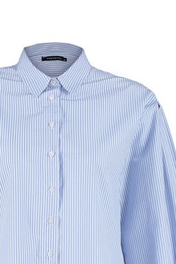 Mavi Cizgili Oversize/Genis Kal?p Dokuma Gomlek TWOSS23GO00144