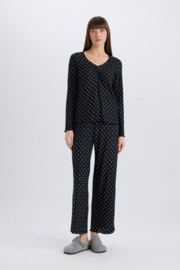 Fall in Love Sevgililer Gunu Pijama Tak?m? Softshell Uzun Kollu Pijama Ustu Esnek Belli Uzun Pijama Alt?