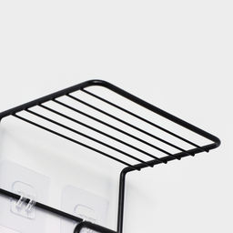 Держатель для полотенец с полкой, 15.5×12.5×33.5 см, чёрный