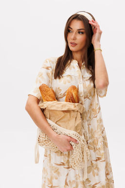 Платье Lars Style 1101 молочно-бежевый принт