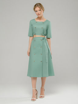 Топ цвета полыни с прямоугольным вырезом и рукавами 1/2 - 1001dress фото 2