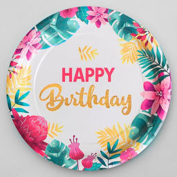 Цена за 10 шт. Тарелка бумажная Happy birthday, 18 см - Страна карнавалия фото 2