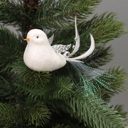 Ёлочные игрушки 3 шт. Зимнее волшебство. Маленькая птичка пластик, 511.5 см, белый  фото 4