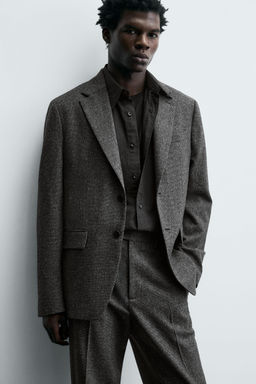 LIMITED EDITION TEXTURED WOOL BLEND SUIT BLAZER - Zara фото 5