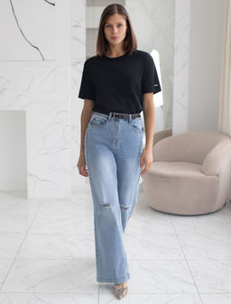 Свободная футболка из премиального хлопка с эластаном - Vilatte фото 5