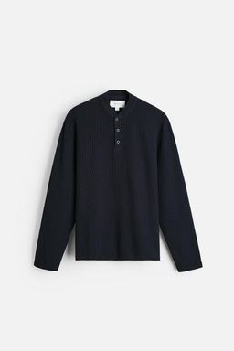 BUTTON NECK CHECK T-SHIRT - Zara фото 6