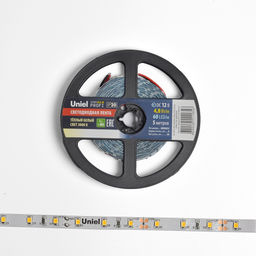 ULS-M11-2835-60LED/m-8mm-IP20-DC12V-4,8W/m-5M-3000K PROFI Гибкая светодиодная лента на самоклеящейся основе. Катушка 5м. в герметичной упаковке. Теплый белый свет(3000К). ТМ Uniel.