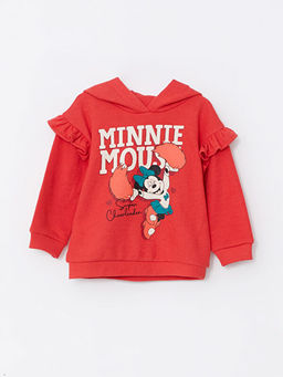 Uzun Kollu Minnie Mouse Bask?l? K?z Bebek Hoodie