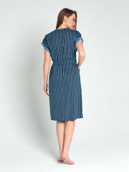 Халат женский кулирка на пуговицах "БЬЯНКА" ПОЛОСА ИНДИГО