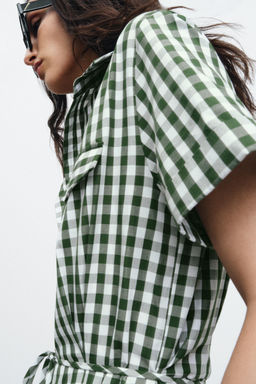 GINGHAM SHIRT DRESS ZW COLLECTION - Zara фото 11