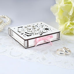 Шкатулка под кольца Цветочная, белая, 10х9,5х2,6 см