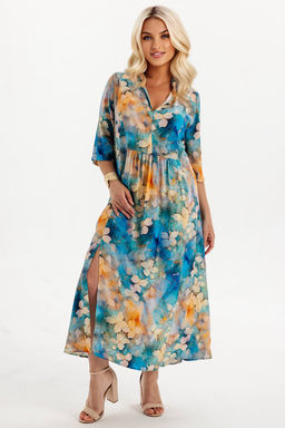 Платье штапель 6143/05/Бирюзовый, бежевый - Rise фото 2